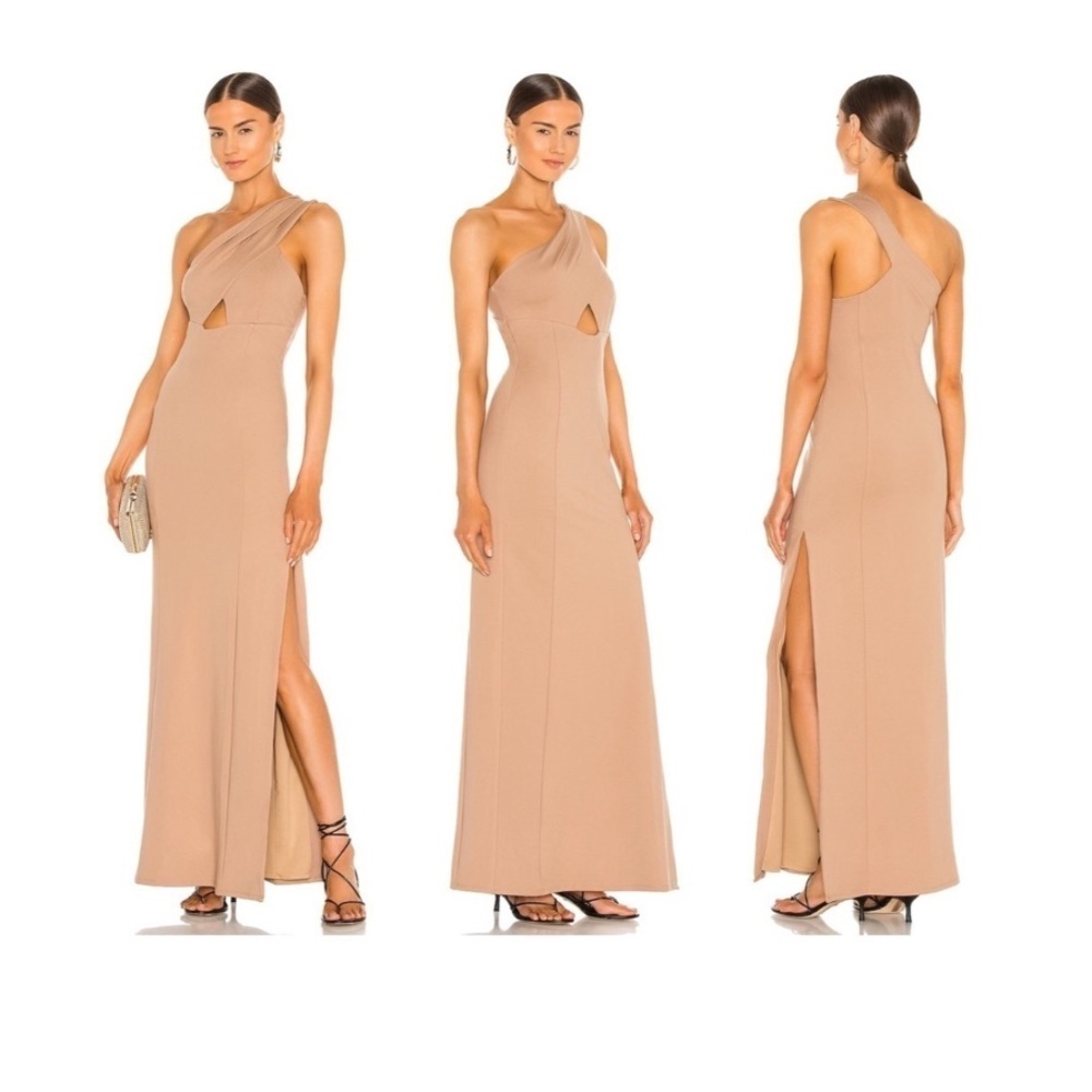 Lovers and friends Stacey maxi dress mauve gown one shoulder cut out